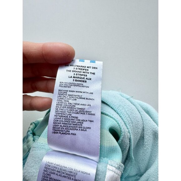 ADIDAS Y2K Turquoise Nylon Side Stripe Straight Leg Track Pants, Size L - Picture 13 of 14